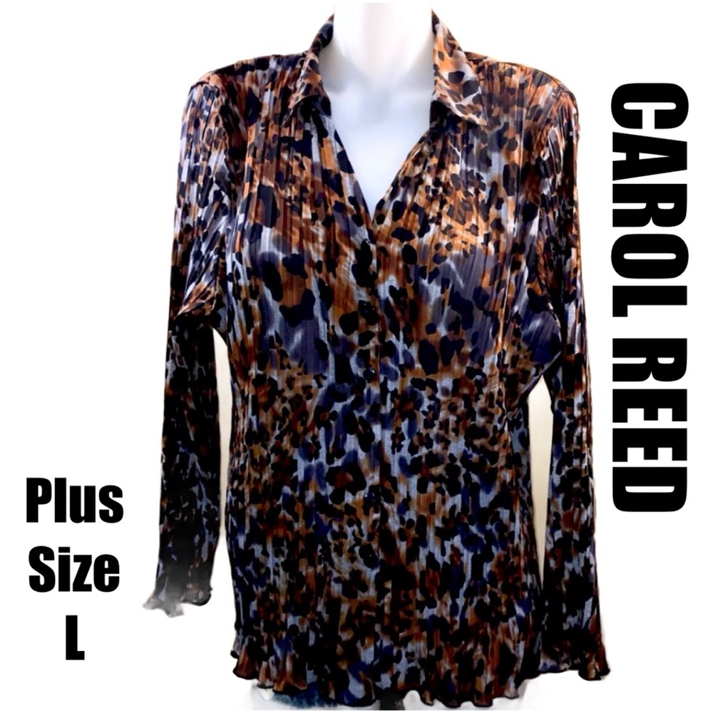 CAROL REED CHEETAH PRINT BLOUSE SIZE 14 PLUS